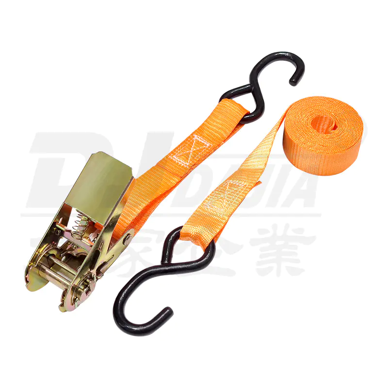 1"(25mm)500kg 5m Ratchet Straps Car Transporter Tie Down Straps With S Hook