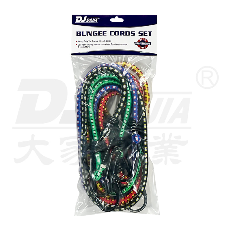 Round Bungee Cords With Black Plastic Coated Steel Hook
